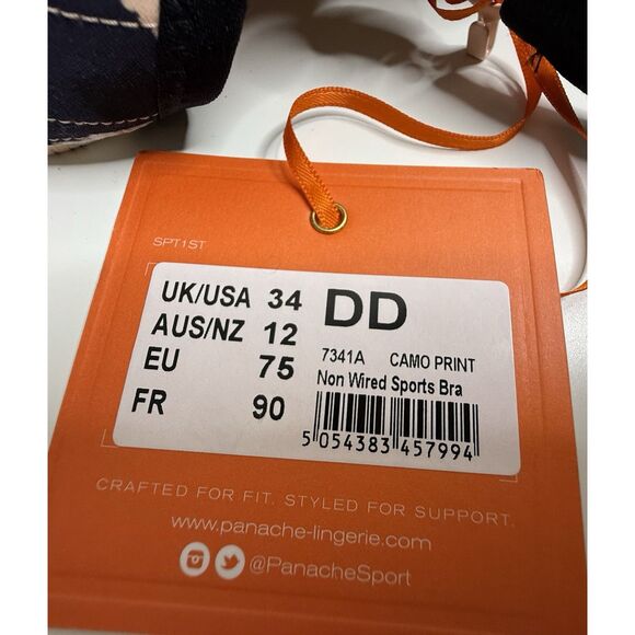 New Sports Bra Panache Size 34DD Camo Print Non Wired Wirefree 7341A NWT - Picture 4 of 9